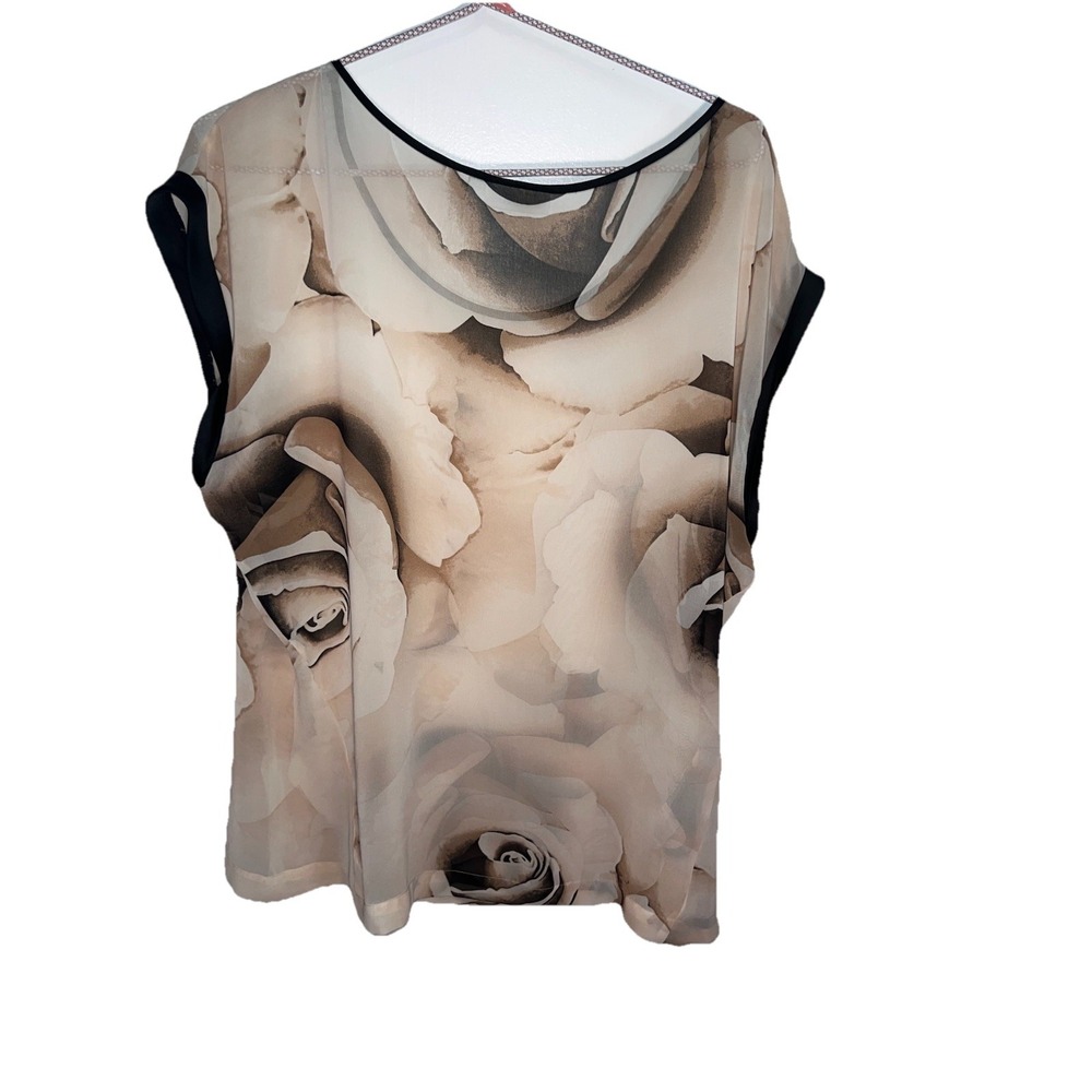 New York & Co. Oversized Porcelain Rose Print Contrast Hem Sleeveless Tunic XL - Picture 2 of 6